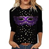 Karneval Bluse Damen Glitzer Oberteil Pailletten Elegant Festlich Shirt Casual Silvester Tops Festliche Bedrucktes Kurzarm-T Slim Fit Top Für Glitzerbluse Kurzarm