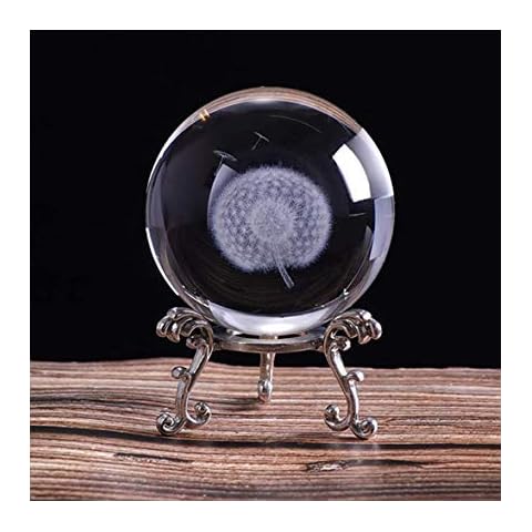 HDCRYSTALGIFTS Briefbeschwerer mit Pusteblume und Kristallkugel, 3D-Schnitzerei Cover