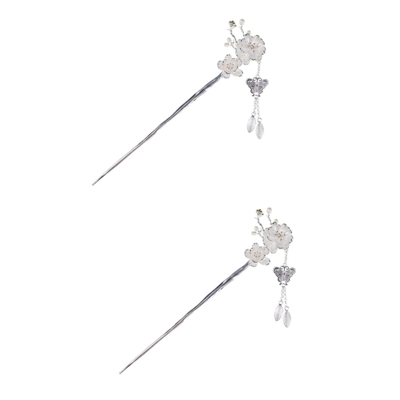 FRCOLOR 2 horquillas para el pelo, horquillas, horquillas de metal para mujer, pinzas para el pelo, palillos para el pelo, barra de pelo para moños, varita de flores, borla, sombrero, China