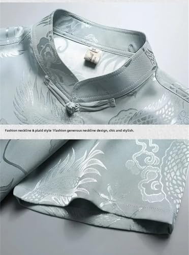 Rfmfkkg Men's Casual Suit Short Sleeve Loose Fit Chinese Style Clothing for Middle-Aged 2 Piece Outfit3