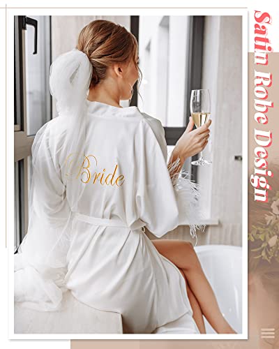 Image of Jecery 7 /12 Pcs Bridesmaid Robes Bride Kimono for Wedding Day Satin Embroidered Bridal Party Robes