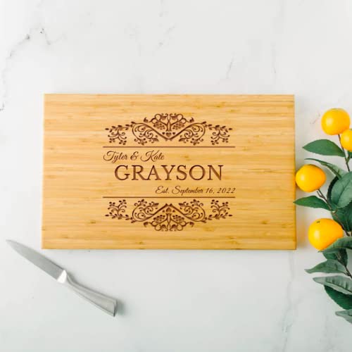 Grayson Personalized Engraved Bamboo Cutting Board - Wedding Gift