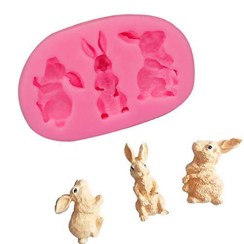 Ostern Silikonform Osterhase Backform Kuchenform Ostern Backwerkzeug Silikon Osterhase Backform Silikon Form Ostern Hase Backform für Schokolade Süßigkeiten Kuchen Osterdeko (Rosa, Einheitsgröße) Cover