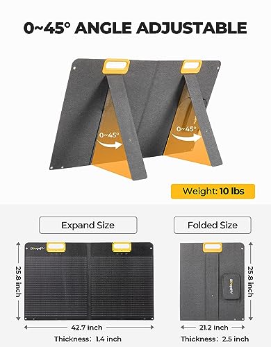 Bougerv 100W Portable Solar Panel,9Bb Cell 23% High-Efficiency,Foldable Solar Charger With Adjustable Kickstand For Rv, Camping, Blackout #TOP6