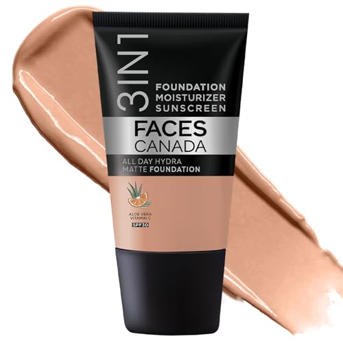 Image of FACES CANADA All Day Hydra Matte Foundation - Mini | 3in1 Foundation + Moisturizer + SPF 30 | 24 HR Aloe Hydration & Vitamin C | 10HR Wear | Medium to High Buildable Coverage | Caramel Natural (18 ml)