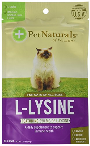 Pet Naturals, L-Lysine, For Cats, Chicken Liver, 250 mg, 60 Chews, 1 x 90g