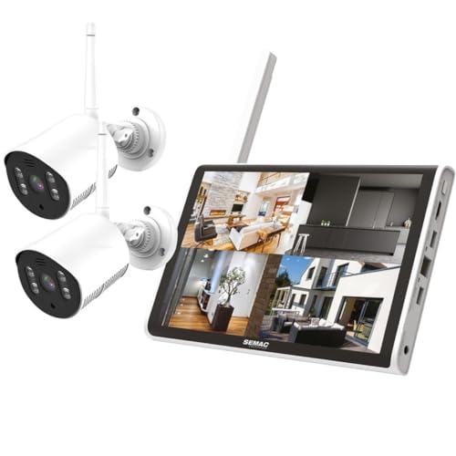 Semac Kit 2X Cameras Pro Vidéo Surveillance Full HD 1080p avec Ecran 10