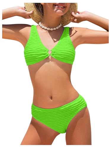 Image of SOLY HUX Girl's V Neck Ring Linked Bikini Sets Bathing Suits Two Piece Swimsuit