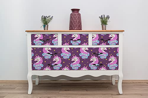 Feuille collante magique de licorne pour décorer une commode ou un placard de chambre de fille - 5