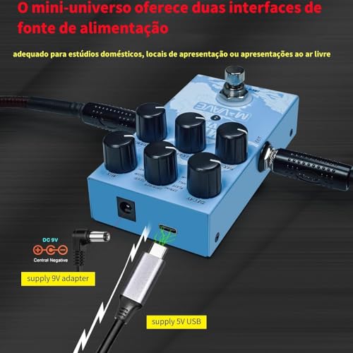 Pedal de guitarra de reverberação analógica Pedal de efeito de guitarra Mini Pedal Processador analó