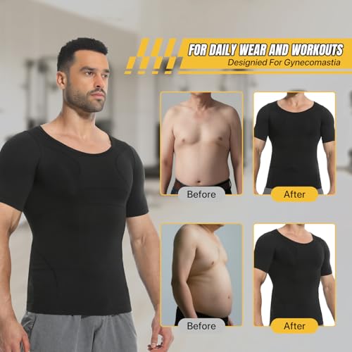 Mens Compression Shirts Short Sleeve, Gynecomastia Undershirt, Slimming Tank Top, Shapewear Vest4