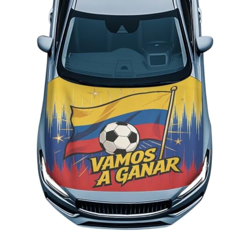 Image of Columbia Soccer Car Hood Cover Polyester Elastic Fabrics Can be Washed Suitable for Large SUV and Pickup Trucks