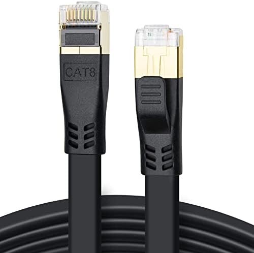 CAT 8 kabel LAN 20m, wysoka prędkość 40Gbps 2000MHz CAT8 płaski kabel krosowy, Gigabit Internet kabel sieciowy z pozłacaną wtyczką RJ45 do gier, modemu, routera,PC, PS5, PS4, TV (20m/biały)