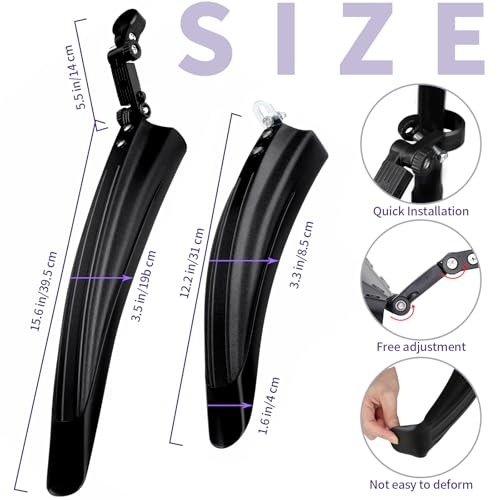 HNYYZL Bicycle Fender Set - Adjustable Front & Rear Mudguards, Quick-Release for Mountain/City Bikes, 20-26 Inch Wheels, Widened & Thickened Design, All-Weather Protection