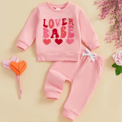 Toddler Baby Girl Outfits Letter Embroidery Sweatshirt Elastic Pants Sets Newborn Infant Girl Clothes2