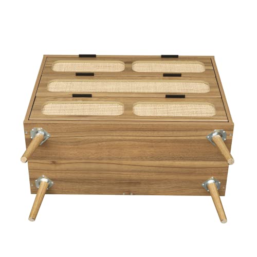 Qeiuzon 3 Drawer Dresser, Modern Rattan Dresser Chest With Wide Drawers And Metal Handles, Farmhouse Wood Storage Chest Of Drawers For Bedroom, Living Room, Hallway, Entryway (Walnut-2 Packs) #TOP7