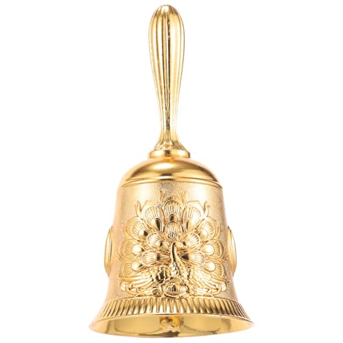 FIXOSHEE Campana de Mano Vintage Pavo Real Timbre Llamada Sonido Claro Campanilla Ligera y Resistente para Uso Escuela Restaurante y Decoración