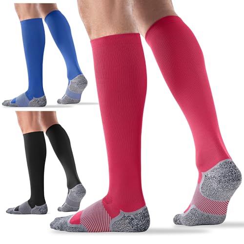 Medical Compression Socks 20-30 mmHg for Men Women (3 Pairs) - Best Support for All Day Wear, Pain Relief, Circulation
