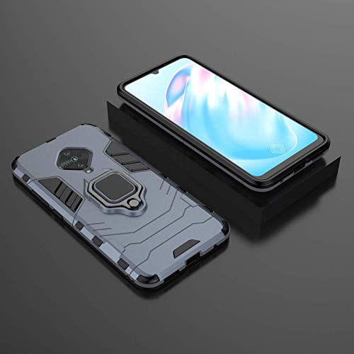 Image of FitSmart Hybrid Armor Shockproof Soft TPU and Hard PC Back Cover with Ring Case for vivo 1920 - Blue