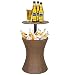 Super Deal 3in1 All-Weather Cool Wicker Bar Table + Ice Bucket + Cocktail Coffee Table All in One, Rattan Style Adjustable Height Patio Party Deck Pool Use, Brown