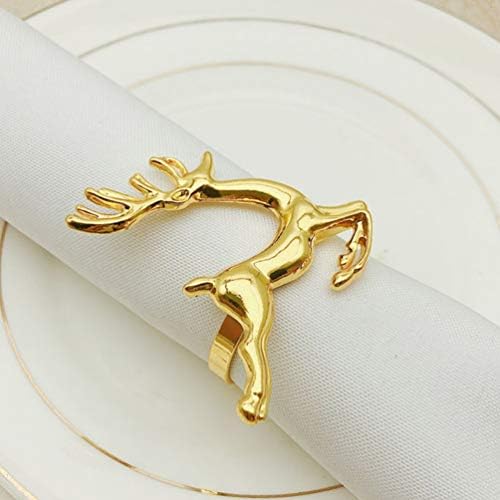 8pcs Christmas Reindeer Napkin Rings Napkin Holders (Golden)