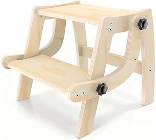 Toddler Step Stool, Foldable Step Stool for Kids, Convert to Chair, Toddler Stool for Bathroom Sink & Potty Training, Wooden Step Stools w Non Slip Base for Kitchen, Bedroom