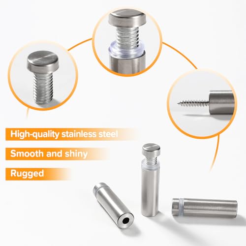 Lyeteung 10 PCS 12×40 mm Standoff Fixings, Stainless Steel Advertising Screw, Sign Standoff Screws - Image 3