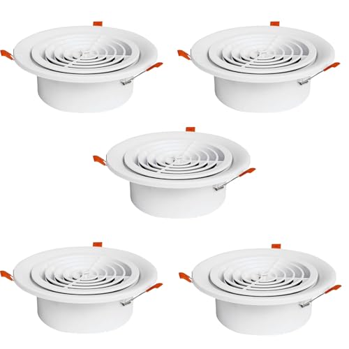 HDYZJQ respiraderos Rejillas De Ventilación Redondas para Techo, Rejilla De Ventilación para Aire Acondicionado, Filtro para Sistemas De Aire Fresco Empotrados con Resorte(5pack,115mm (4 1/2'))