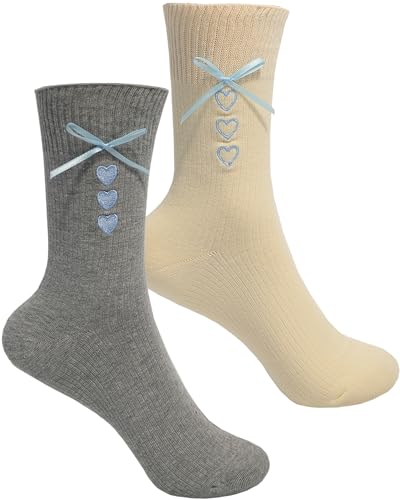 Womens Mid Tube Socks 2 Pairs Soft Breathable Crew Socks,One Size Fits Most (US 5-9), Casual & Workout