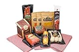 Spezialitäten Geschenk Wurstpaket Kaffee Set gemahlen | Gewürze Geschenkset Schinken Salami Käse Bratwurst Räucherlende Putenschinken 1,9 kg