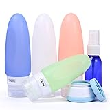 Travel Bottles - Silicone Leak Proof Refillable and TSA Approved Travel Size Containers for Liquid with Spray Bottle and A 20ml Jar for Shampoo/Lotion