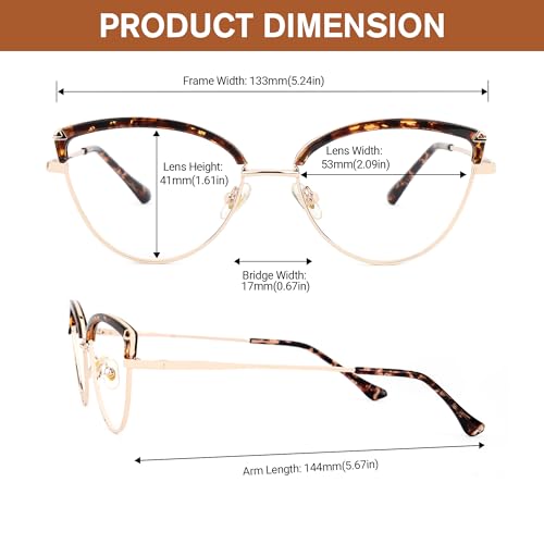 Image of Zeelool Cat Eye Blue Light Blocking Glasses Metal Frame for Women ZJGX672183