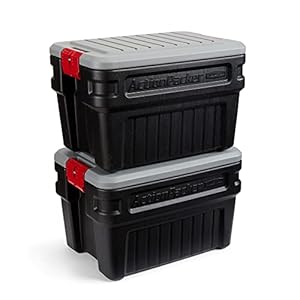 Rubbermaid ActionPacker️ 24 Gal Lockable Storage Box Pack of 2, Outdoor, Industrial, Rugged, Grey and Black