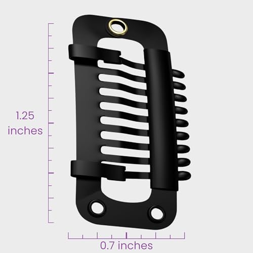 Pinzas metálicas para extensiones de cabello (30 piezas), clips para pelucas con revestimiento de silicona (negro, 9 dientes 32 mm) miniatura 3