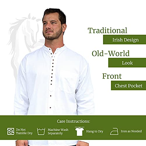 Civilian Irish Grandfather Collarless Shirt, Cotton and Linen Long-Sleeve Traditional Irish Shirt3