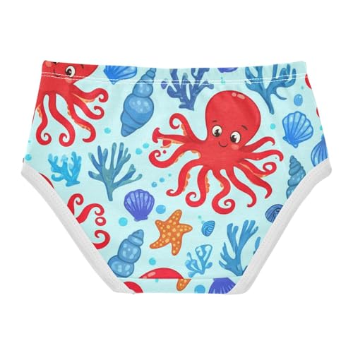 Girls Underwear Toddlers 2t Cotton Panties for Girl Funny Undies Kids Briefs Cute Red Cartoon Octopuses Blue2
