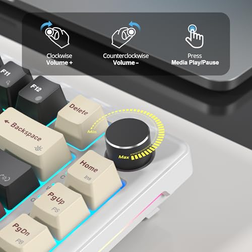 Image of 75% Black Creamy Mechanical Keyboard Wired, Creamy Sound Gasket Gaming Thocky Keyboard with Knob, Hot Swappable RGB Custom Keyboard, Pre-lubed Cream Switch Keyboard (82 Roman)