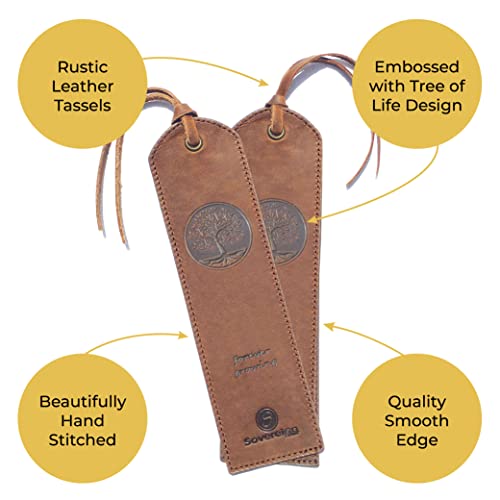 Tree Of Life Leather Bookmark Handmade - 2 Genuine Leather Bookmarks For Men And Women With Unique Tree Of Life Design - Perfect Book Lovers Gift For Bookworms And Readers #TOP1
