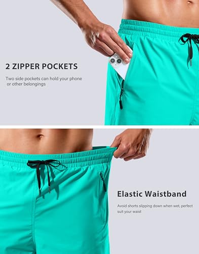 Image of G Gradual Mens Swim Trunks with Compression Liner 7 inch /9'' Quick Dry Board Shorts Swimsuit Bathing Suit for Men Zipper Pockets