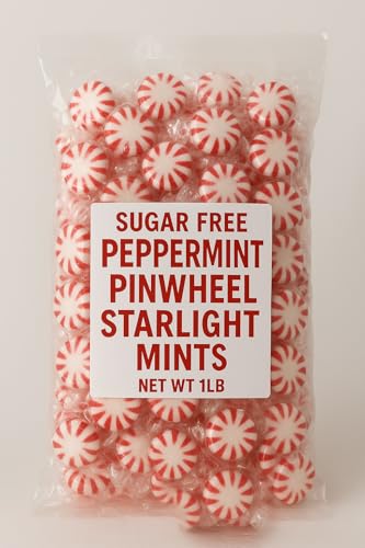 Sugar-Free Peppermint Pinwheel Starlight Mints | 1 Pound Bag | Individually Wrapped Hard Candy 635909