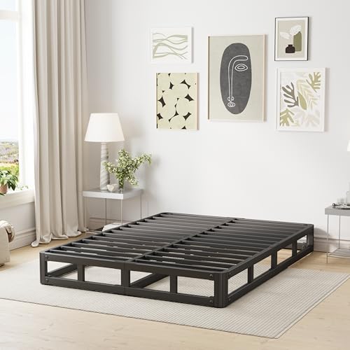 LAKKURI 5 Inch High Full Size Bed Frame Low Profile, No Box Spring Needed Platform Bed Frame Full Size, Steel Slat Support, Heavy Duty, Easy Assembly, Black by LAKKURI - Image 2