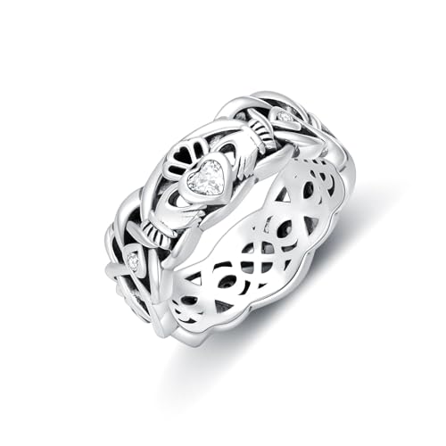 Seiyang Irische Herz Claddagh Ring mit AAA Zirkonia Irische Damen Ringe Silber 925 (11)