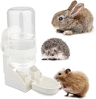 Rabbit Water Bottle, [500ml/17oz] Diyife Guinea Pig Water Bottle Non Drip, Hamsters Automatic Water Dispenser, Free Standing Small Animal Water Bottle for Bunny Chinchilla Hedgehog Squirrel (White)