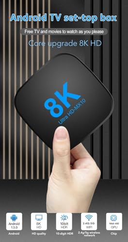 Image of WeFly Android 13.0 TV Box, 8K Android Box 2026 with 2GB RAM 16GB ROM RK3528 Quad-Core Support WiFi6 2.4Ghz /5.0Ghz HDR10 BT 5.0 H.265 (MX10 8K Tv)