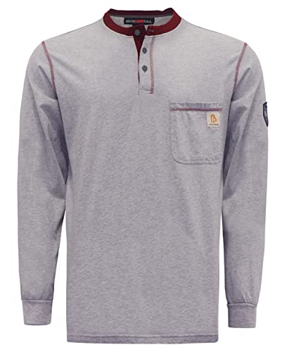 41VBuz0M3NL. SL500 BOCOMAL FR Shirt Flame Resistant Shirts FR T Shirt NFPA2112/CAT2 7oz Light Gray Long Sleeve Fire Retardant Henley Shirts