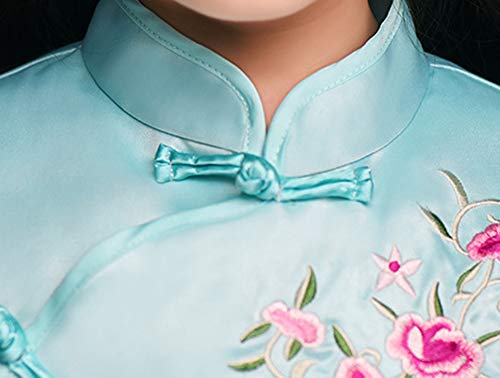 Image of CRB Fashion Chinese Qipao Kids Girls Top Shirt Skirt Dress Clothing Hair Clips Outfit 4 PIECE SET (Pink Purple, 7 to 8 Years)