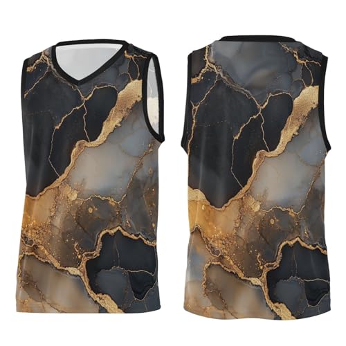 GuoChe Camiseta de baloncesto para hombre, sin mangas, para hombres, mujeres, jóvenes, uniformes de regalo, Mármol Negro Beige, L