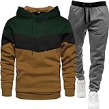Genérico Ropa Running Hombre Invierno Con Capucha Un Conjunto de Deporte Tallas Grandes Chandal Completo Pantalón Chandal Sudadera Deportiva Moda Pantalones de Hombre Verde L