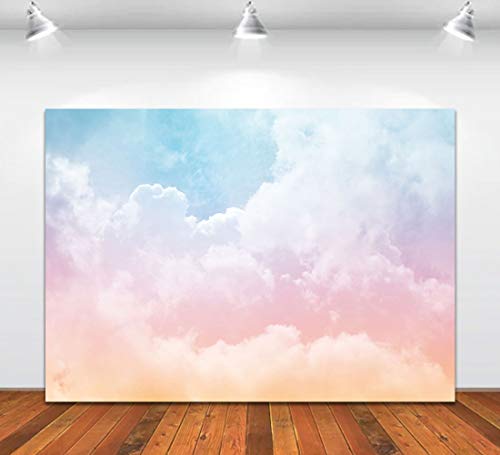 Wuy Sweet Pink Clouds Backdrop for Baby Shower Colorful Dream Newborn First Birthday Patry Photo Background Banner 7x5ft