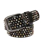 Cinturón de piel auténtica con diamantes de imitación para mujer, cinturón unisex estilo vaquero para fiestas y atuendos diarios